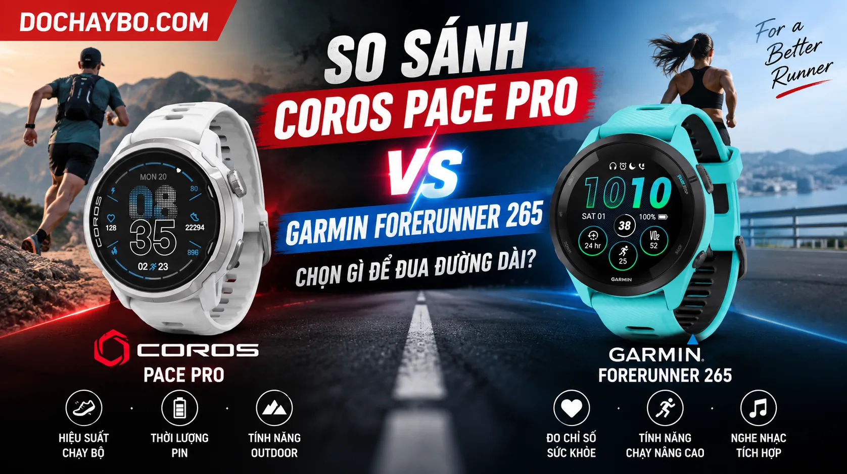 So Sánh Coros Pace Pro vs Garmin Forerunner 265