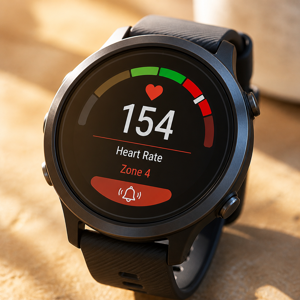 Đồng hồ Garmin hiển thị cảnh báo vùng nhịp tim
