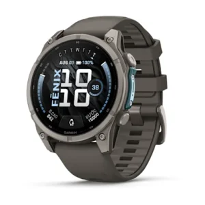 47 mm - Fēnix 9 - Titan Tự Nhiên - Dây Đeo Silicon Màu Xám Xỏi