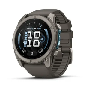 51 mm - Fēnix 9 - Titan Tự Nhiên - Dây Đeo Silicon Màu Xám Xỏi